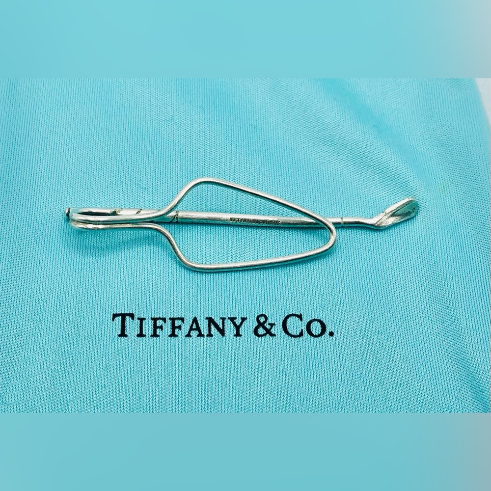 Tiffany & Co. Vtg Golf Club Tie Clip Money Clip Sterling Silver 925 & Bag / Draw
